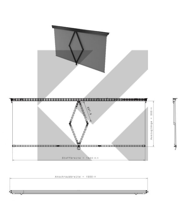 TENDA PARABREZZA MANUALE 1500X500MM