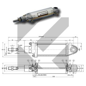 CILINDRO PORTA 345MM CORSA 140MM
