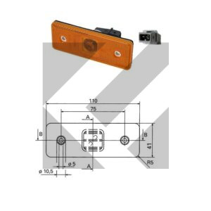 SIDE MARKER ORIZ.24V C/GUARN.110X41