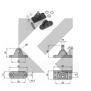 COPPIA ATTACCHI ALLUMINIO MOLLE GAS