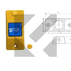 PULSANTE FERMATA GIALLO/BLU BASE PIANA
