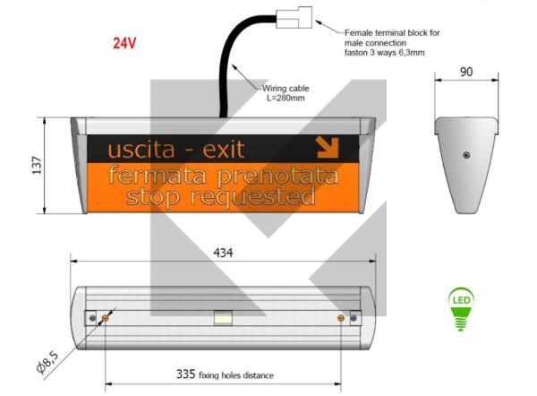 CARTELLO LED FERMATA/EXIT 24V