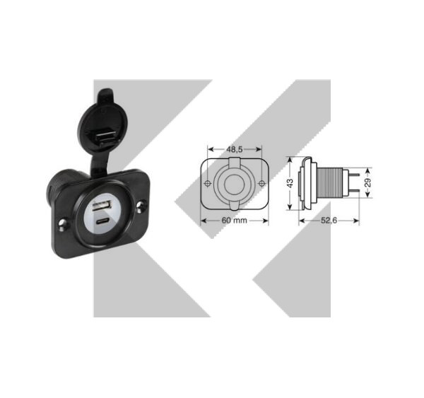 PRESA DOPPIA USB A+USB C 12/2V
