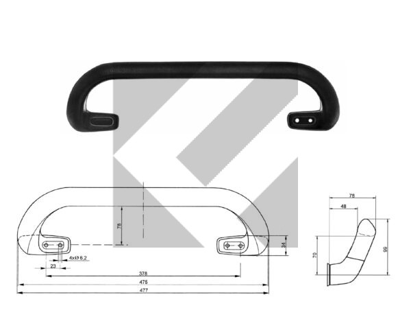 MANIGLIONE NERO PU 477MM