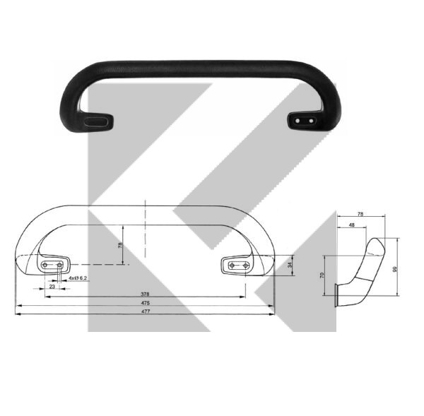 MANIGLIONE NERO PU 477MM