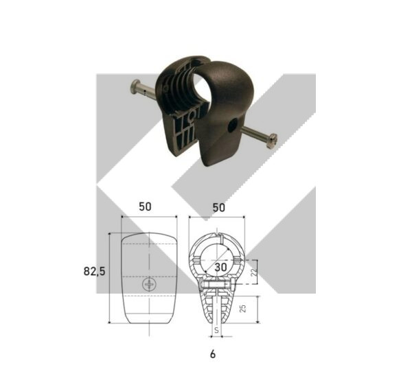 SUPPORTO PVC CORTO NERO D.30 SP.6