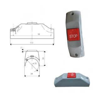PULSANTE STOP GRIGIO/ROSSO D.35